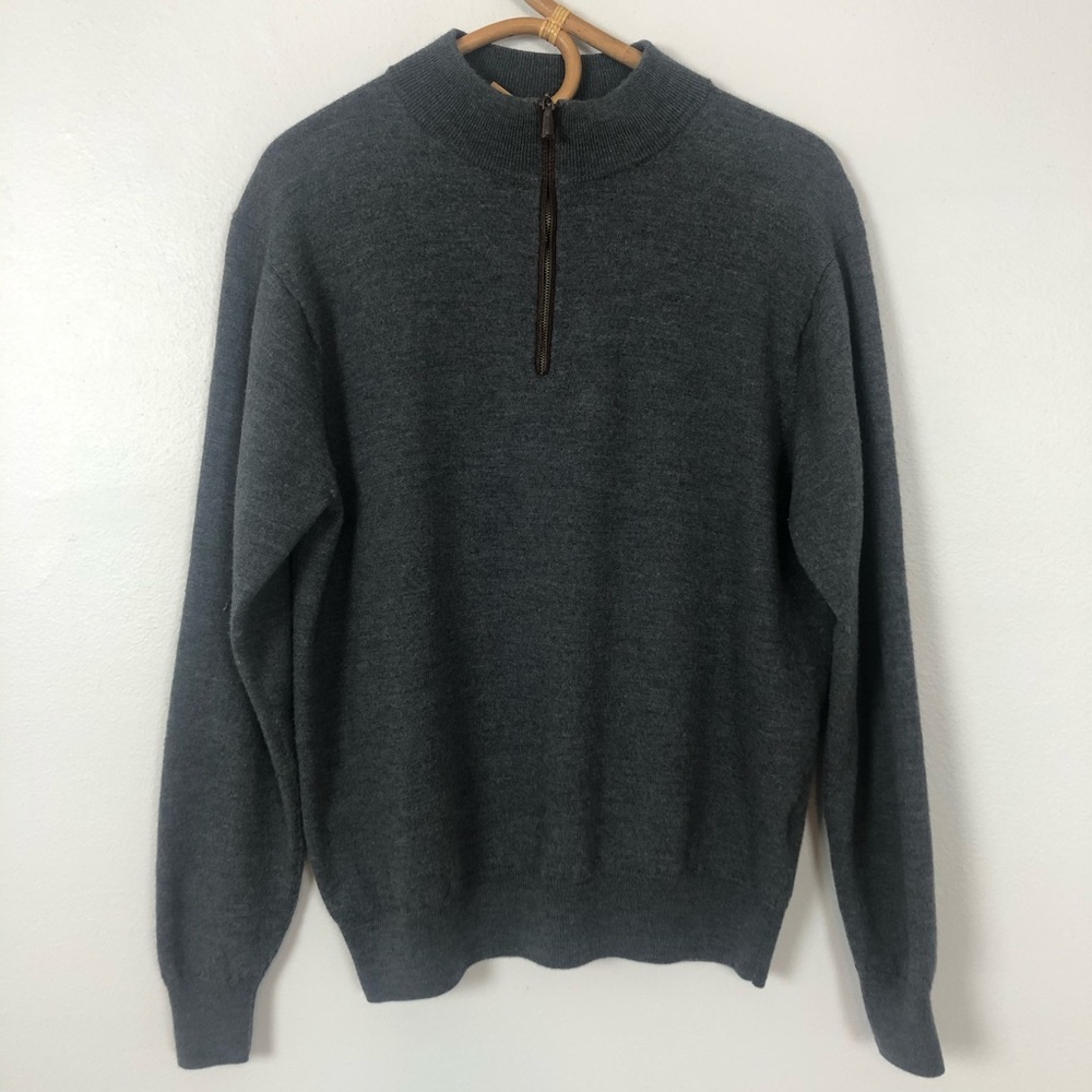 Peter Millar Quarter Zip Pullover Wool Sweater | L